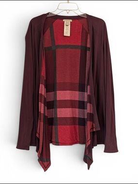 Burberry Brit Drape Reversible Red Lightweight Cardigan Sweater Size XL